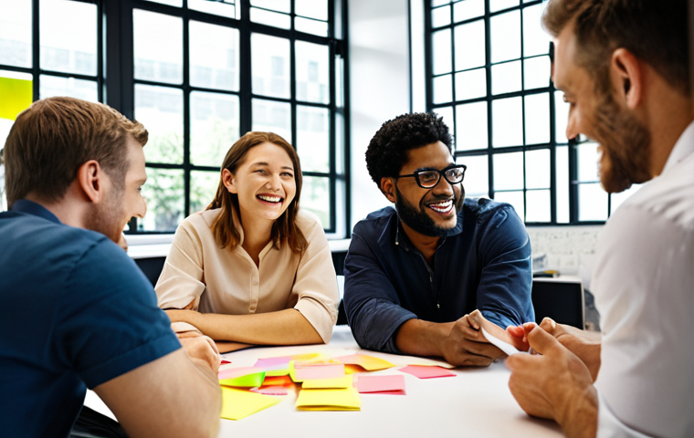 **

"Diverse team brainstorming session in a modern, light-filled office. Sticky notes on glass walls, laptops open. Focus on collaboration and innovation, smiles, and positive energy. Company values displayed subtly in the background."

**